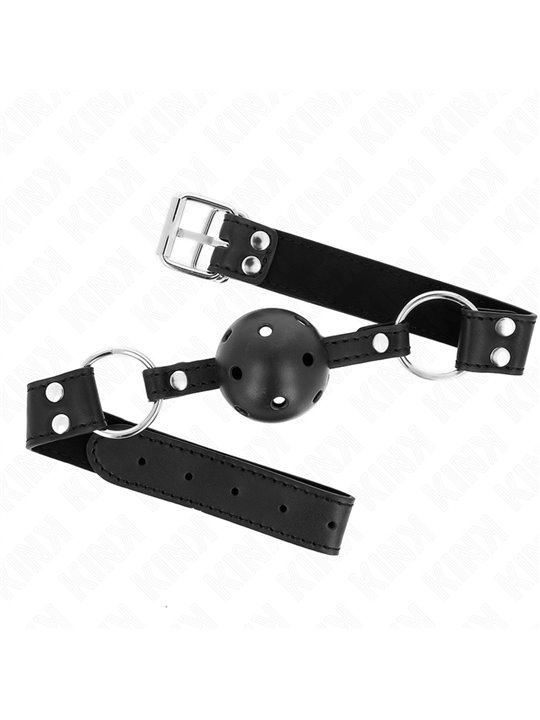 Kink - Breathable Ball 4 Cm Gag With Double Rivet Model 1 Black 62.5 X 2.5 Cm Adjustable 42-58 Cm