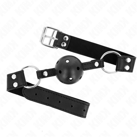Kink - Bavaglio con Palla Traspirante 4 Cm Nero con Doppio Rivetto