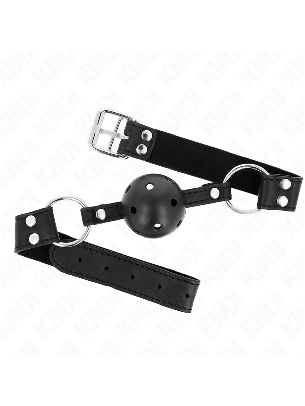 Kink - Bavaglio con Palla Traspirante 4 Cm Nero con Doppio Rivetto