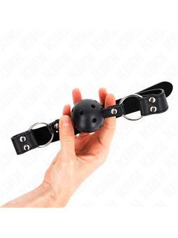 Kink - Bavaglio con Palla Traspirante 4 Cm Nero con Doppio Rivetto
