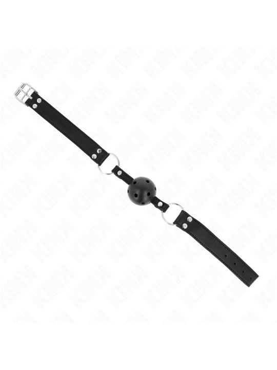 Kink - Bavaglio con Palla Traspirante 4 Cm Nero con Doppio Rivetto