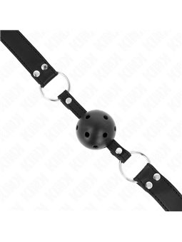Kink - Bavaglio con Palla Traspirante 4 Cm Nero con Doppio Rivetto