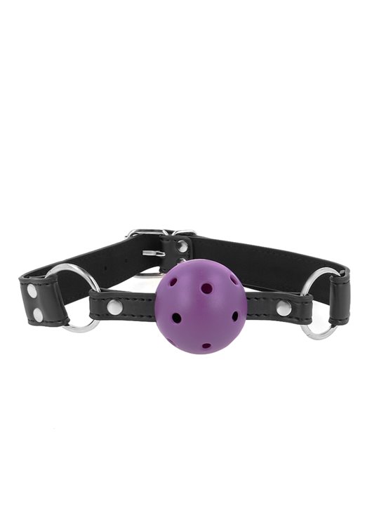 Kink - Bavaglio con Palla Traspirante 4 Cm Viola con Doppio Rivetto
