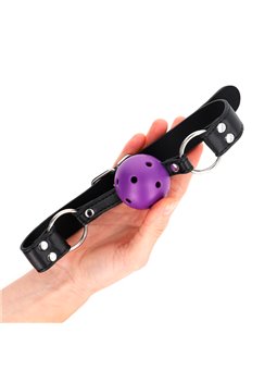 Kink - Breathable Ball 4 Cm Gag With Double Rivet Purple 62.5 X 2.5 Cm Adjustable 42-58 Cm