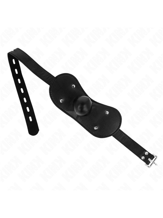 Kink - Bavaglio in Pelle Vegana Nera con Maschera Palla e Lucchetto