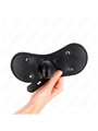 Kink - Bavaglio in Pelle Vegana Nera con Maschera Palla e Lucchetto