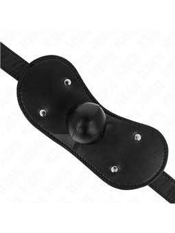Kink - Bavaglio in Pelle Vegana Nera con Maschera Palla e Lucchetto