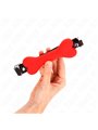 Kink - Bavaglio in Pelle Vegana Nera con Osso 12 Cm in Silicone Rosso
