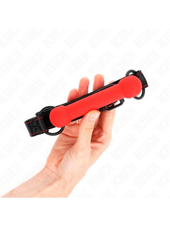 Kink - Bone Gag With Leatherette Strap Red Adjustable 41-57 Cm