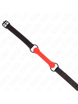 Kink - Bavaglio in Pelle Vegana Nera con Osso in Silicone Rosso