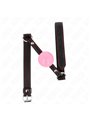 Kink - Bavaglio in Pelle Vegana Nera con Palla 4 Cm Rosa