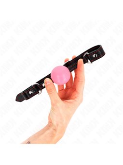 Kink - Bavaglio in Pelle Vegana Nera con Palla 4 Cm Rosa