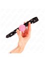 Kink - Bavaglio in Pelle Vegana Nera con Palla 4 Cm Rosa