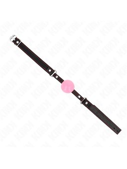 Kink - Bavaglio in Pelle Vegana Nera con Palla 4 Cm Rosa