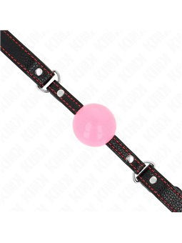 Kink - Bavaglio in Pelle Vegana Nera con Palla 4 Cm Rosa