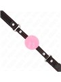 Kink - Bavaglio in Pelle Vegana Nera con Palla 4 Cm Rosa