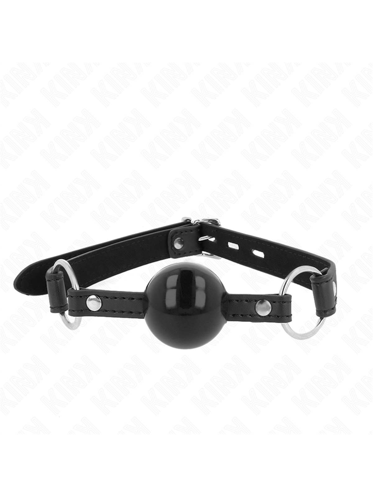 Kink - Bavaglio Nero in Pelle Vegana con Lucchetto e Palla in TPE 4 Cm