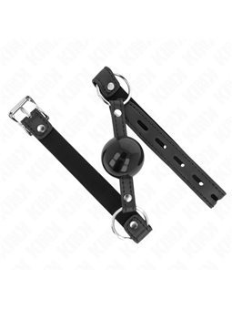 Kink - Bavaglio Nero in Pelle Vegana con Lucchetto e Palla in TPE 4 Cm