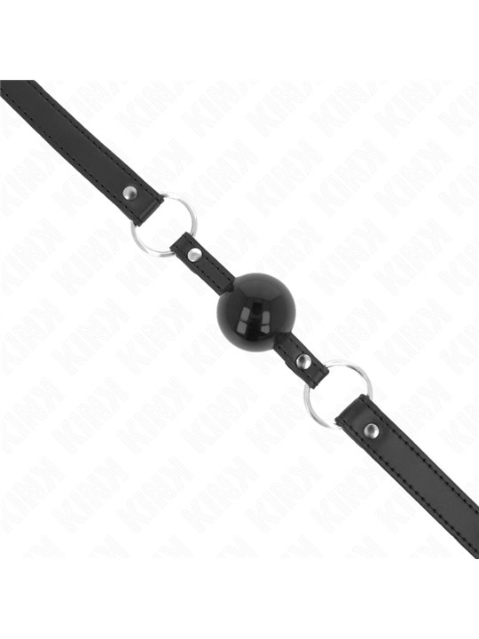 Kink - Bavaglio Nero in Pelle Vegana con Lucchetto e Palla in TPE 4 Cm