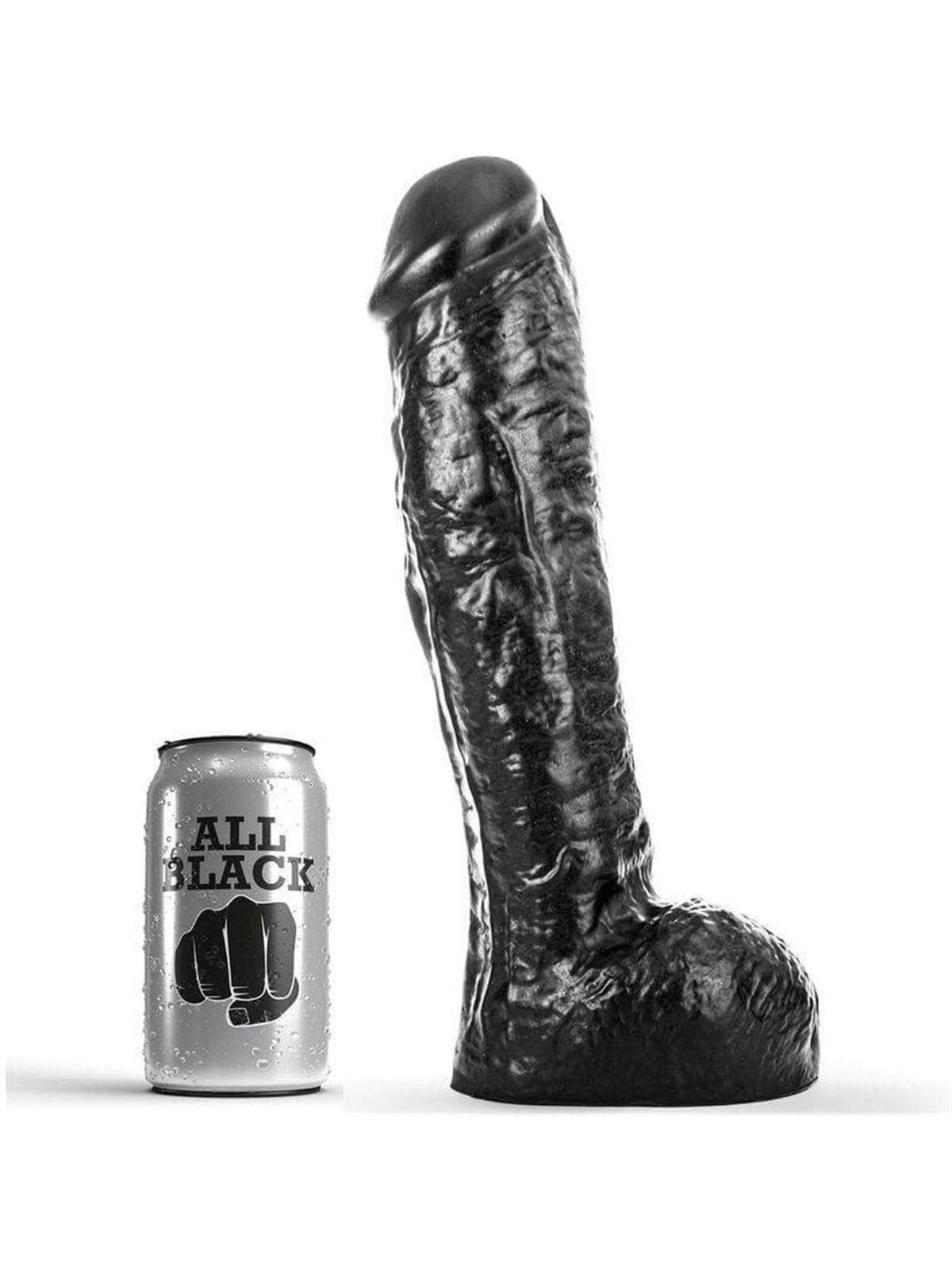 All Black - Pene Realistico con Testicoli e Ventosa 29 CM