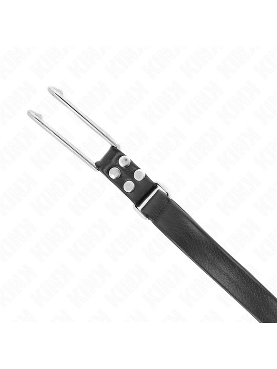 Kink - Bavaglio in Pelle Vegana e Ganci in Acciaio Regolabile 36-52 Cm
