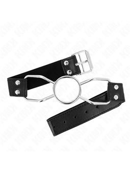 Kink - Bavaglio in Pelle Vegana Nera con Bocca di Ragno 4,5 Cm Taglia M
