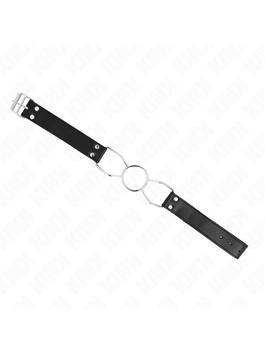 Kink - Bavaglio in Pelle Vegana Nera con Bocca di Ragno 4,5 Cm Taglia M
