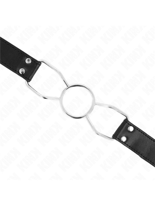 Kink - Bavaglio in Pelle Vegana Nera con Bocca di Ragno 4,5 Cm Taglia M