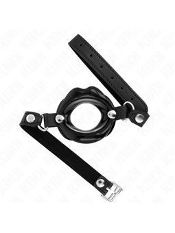 Kink - Bavaglio in Pelle Vegana Nera con Bocca 8 Cm Nera