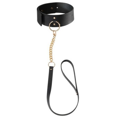 Bijoux Indiscrets - Collare in Pelle Vegana Nera con Guinzaglio in Metallo