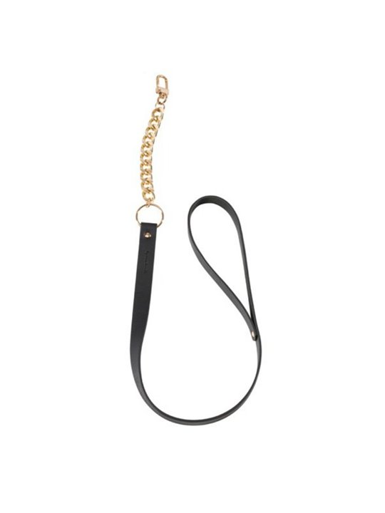Bijoux Indiscrets - Collare in Pelle Vegana Nera con Guinzaglio in Metallo