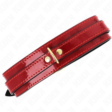 Kink - Collare Regolabile Rosso Vino con Dettagli Oro 29-42,5 Cm x 4 Cm