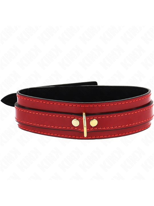 Kink - Collare Regolabile Rosso Vino con Dettagli Oro 29-42,5 Cm x 4 Cm