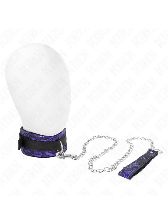 Kink - Collare con Guinzaglio 105 Cm in Pizzo di Velluto 44 x 5,5 Cm