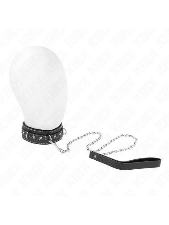 Kink - Pvc Leather Necklace With Belt 105 Cm Rhinestone Rivet 41.5 X 4 Cm