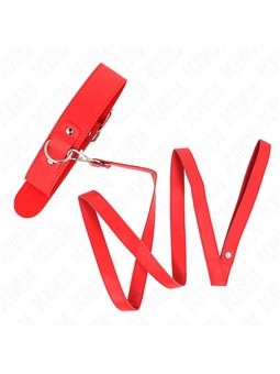 Kink - Collare con Guinzaglio 116 Cm Rosso Regolabile 32-50 Cm x 8 Cm