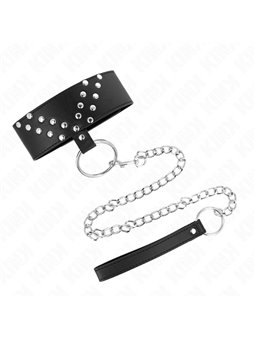 Kink - Collare con Guinzaglio 65 Cm Nero con Borchie 36-43 Cm x 5 Cm