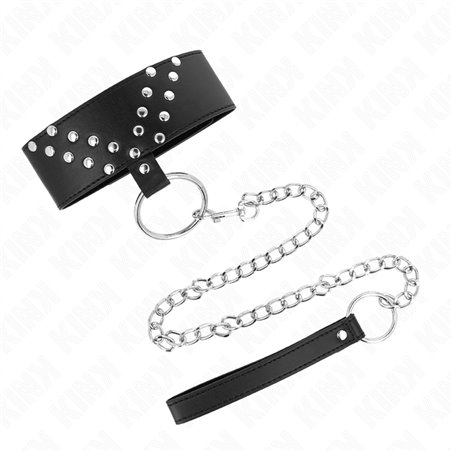 Kink - Collare con Guinzaglio 65 Cm Nero con Borchie 36-43 Cm x 5 Cm