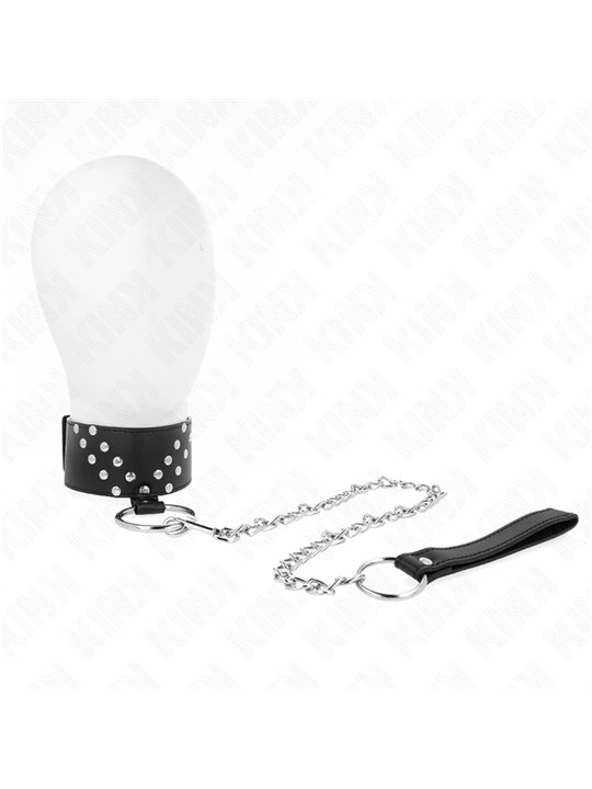Kink - Collare con Guinzaglio 65 Cm Nero con Borchie 36-43 Cm x 5 Cm