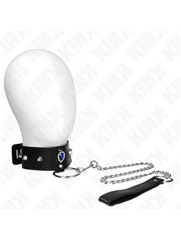 Kink - Collare con Guinzaglio 65 Cm con Diamanti Blu 36-43 Cm x 5 Cm