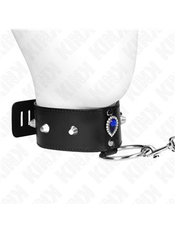 Kink - Collare con Guinzaglio 65 Cm con Diamanti Blu 36-43 Cm x 5 Cm