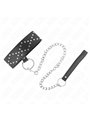 Kink - Collare con Guinzaglio 65 Cm Nero con Borchie 36-43 Cm x 5 Cm Mod. 3