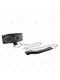 Kink - Collare con Guinzaglio 65 Cm Nero con Borchie 36-43 Cm x 5 Cm Mod. 3