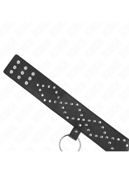 Kink - Collare con Guinzaglio 65 Cm Nero con Borchie 36-43 Cm x 5 Cm Mod. 3