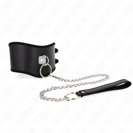 Kink - Collare con Guinzaglio 65 Cm Largo 40-55 Cm x 10 Cm Nero