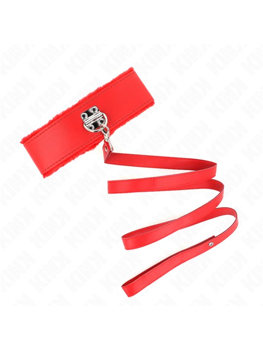Kink - Collare con Guinzaglio Rosso 116 Cm con Borchie 40-48 Cm x 6 Cm