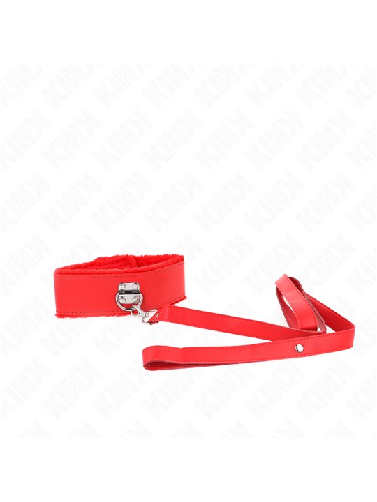 Kink - Collare con Guinzaglio Rosso 116 Cm con Borchie 40-48 Cm x 6 Cm
