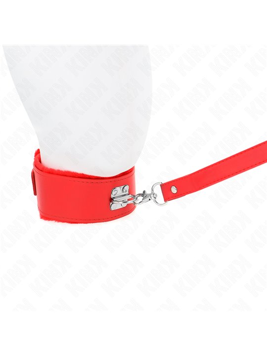 Kink - Collare con Guinzaglio Rosso 116 Cm con Borchie 40-48 Cm x 6 Cm