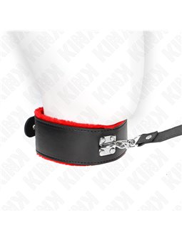 Kink - Collare con Guinzaglio Rosso 116 Cm in Pelle Vegana 40-48 Cm x 6 Cm