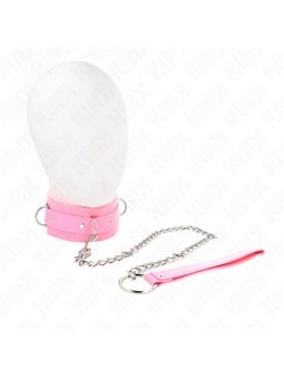 Kink - Collare con Guinzaglio 65 Cm Rosa con Borchie 36-42 Cm x 5,5 Cm